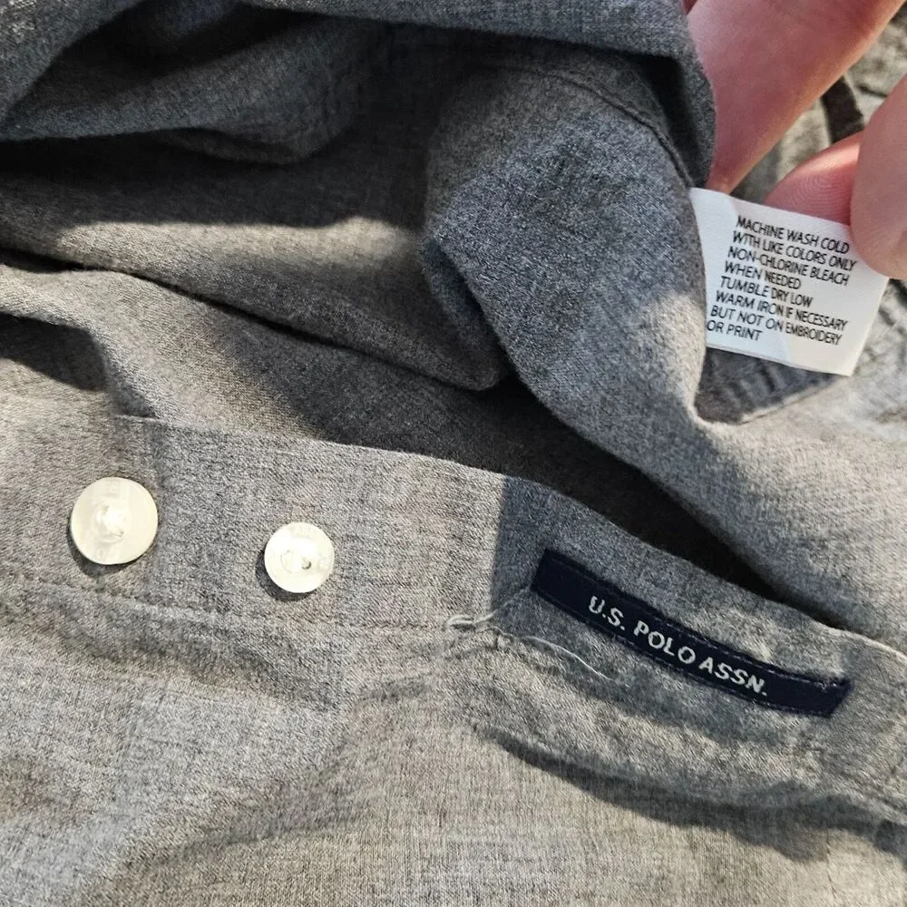 US Polo Assn Men's Gray Long Sleeve Button Down Shirt Size XL